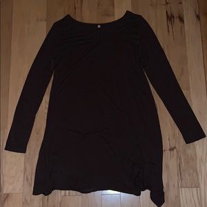 A maroon colored dress